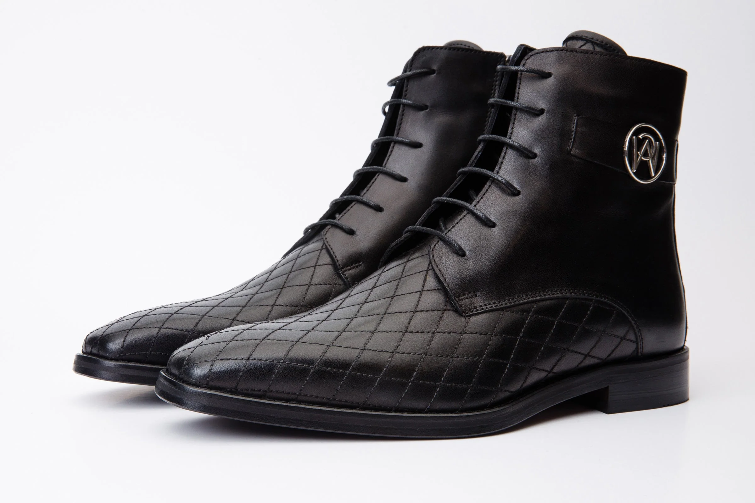 The Zeus Black Leather Lace-Up Men Boot with a Zipper - Image 2