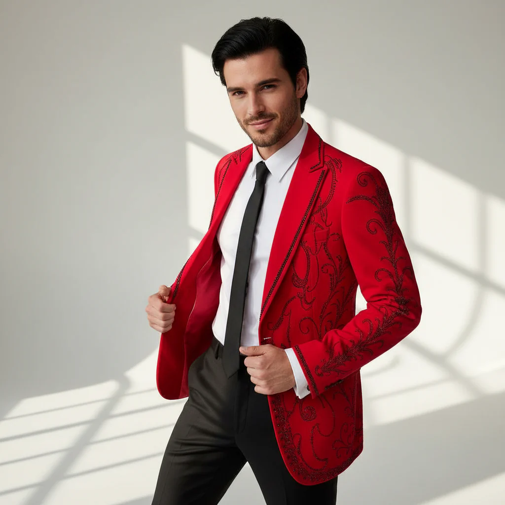Valent Velvet Blazer RED - Image 2