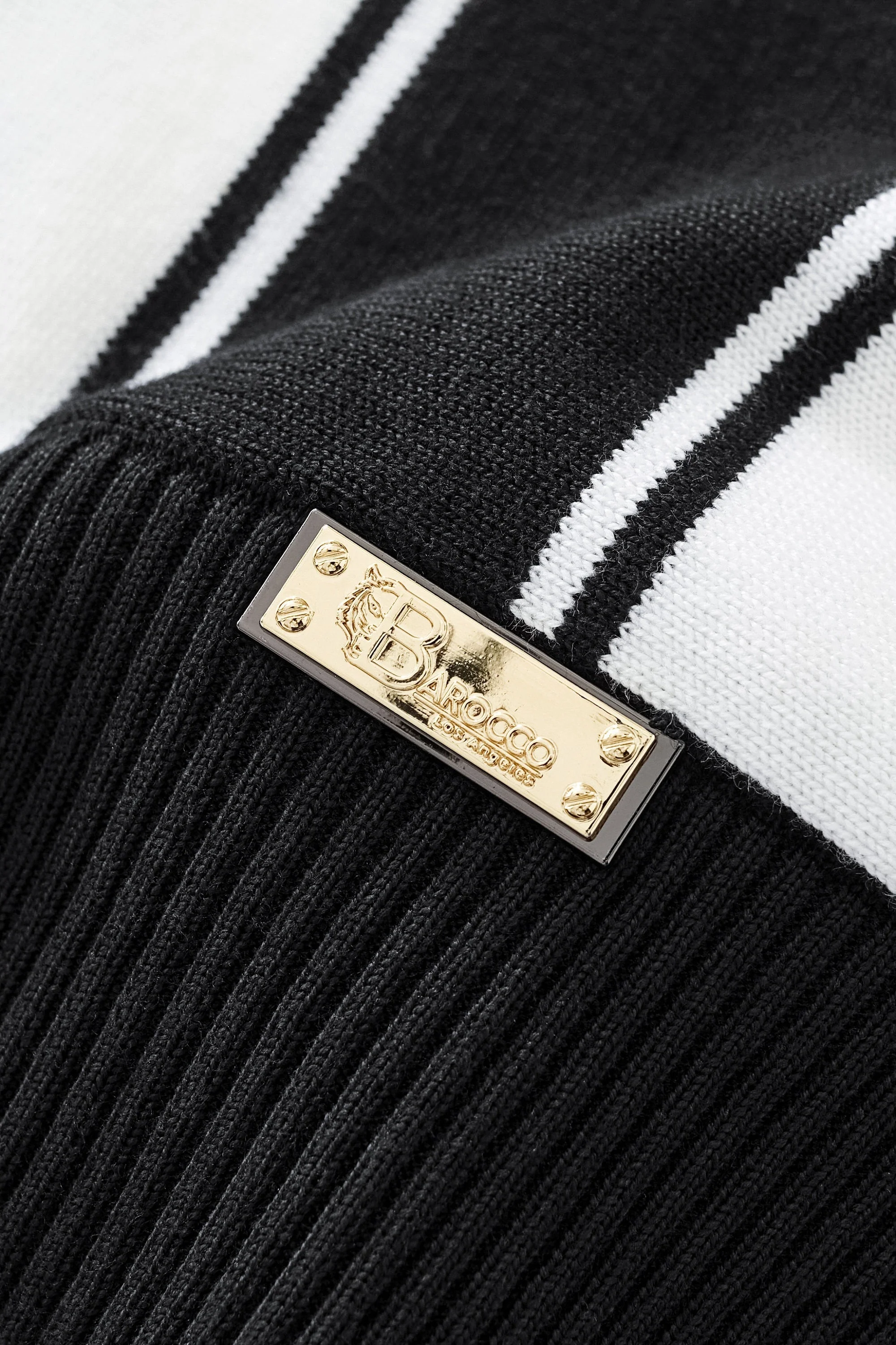 Vanguard Stripe Knit Polo LS BLACK - Image 7