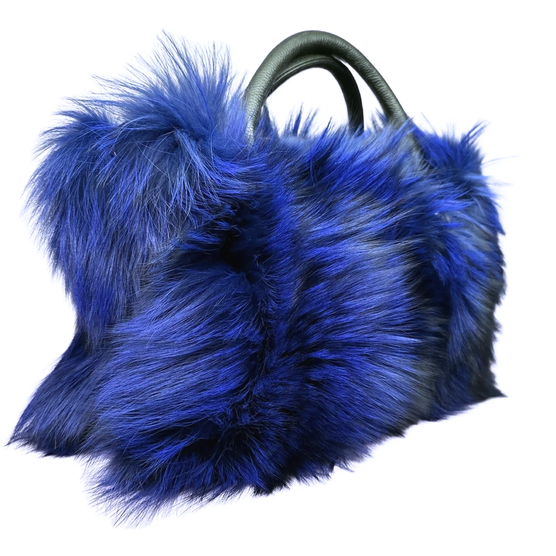 Volare Ladies Blue Fox Fur Handbag - Image 2