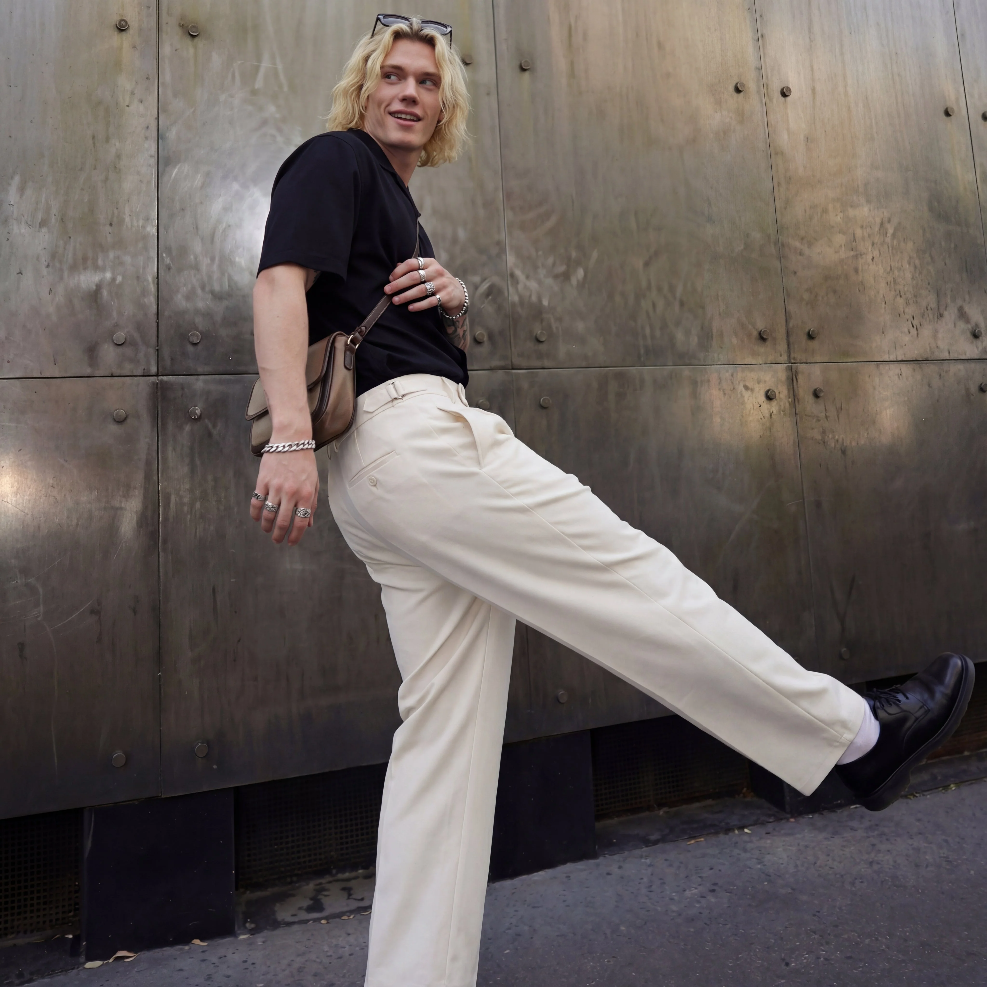 Wellington Side-Tab Trousers IVORY - Image 2