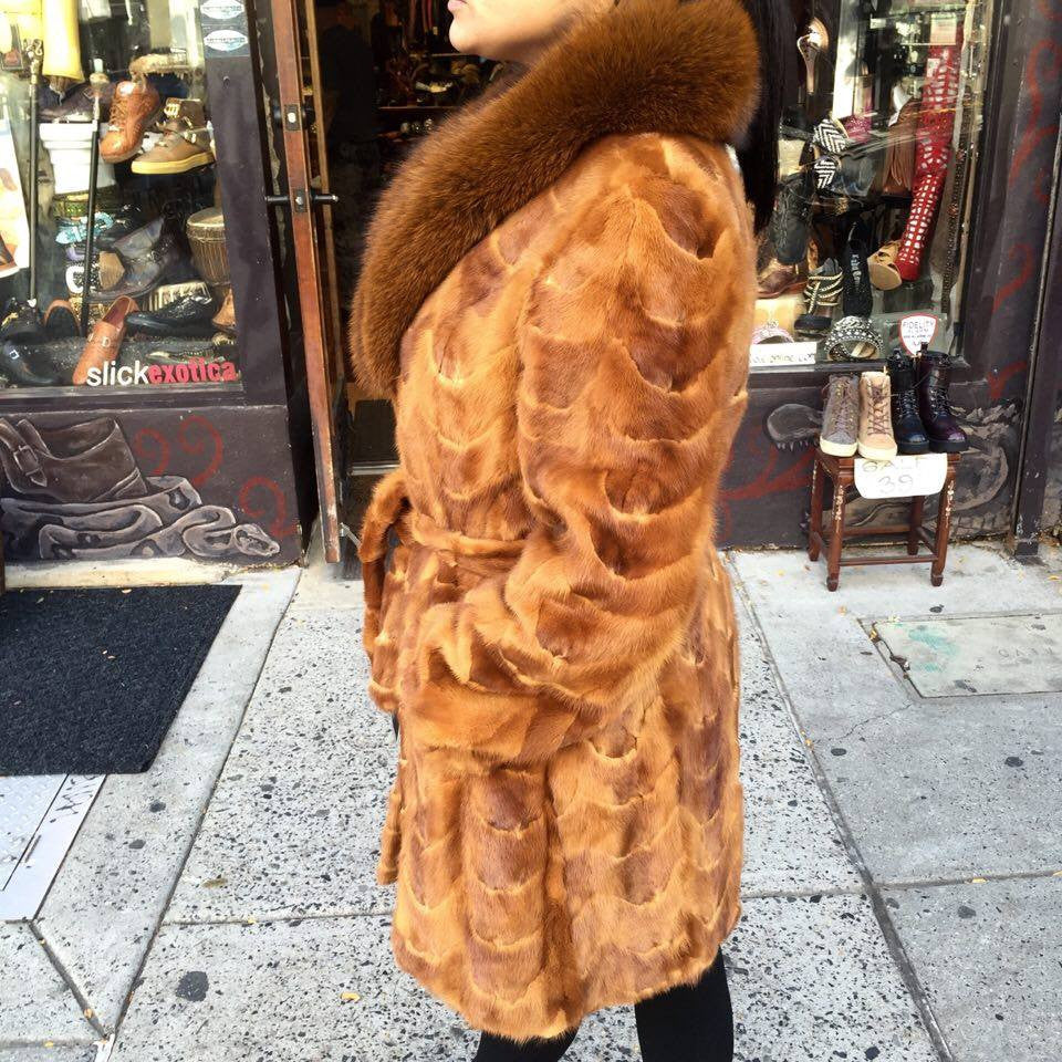 Winter Fur Women's Whiskey 3/4 Mink Fur Coat - Image 4